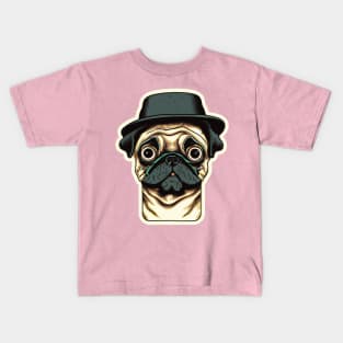 Mops mit Hut Dog Lover Retro Kids T-Shirt